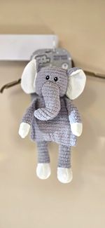 Microwavable Heat Pack Elephant Plush Soft Toy, Grey/White, Polyester 0+