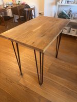 Domli Solid Oak Desk with Black Hairpin Legs