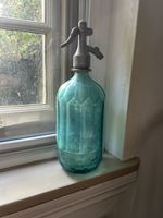 Vintage Romanian Siphon Syphon Bottle Sibiu Teal Green Glass