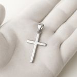 Solid 925 Sterling Silver Plain Cross Crucifix Pendant - 30mm x 18mm