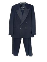 Vintage Hutchins Bros Tuxedo Size 46L Men Dark Blue Wool Double Breasted