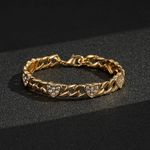 7mm Kids Gold Heart Curb Bracelet 6 Inch