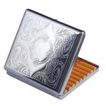 Metal Cigarette Case for Women Men Slim Box Holds 20 Cigarettes 84mm with Spring