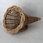 Vintage French Country Cornucopia Basket French Randing Rim Warm Patina Rustic 