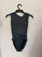 Little Stars Navy Blue Rhinestone Gymnastics Leotard With Cross Back - Size AXS