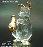 LARGE Glass PIG PIGLET Curio Display Farm Animal Figurine Glass Animal Ornament
