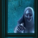 Halloween Zombie Nun Window Sticker Evil Smile Vinyl Decal Spooky Party Decor