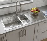 1.5 Bowl Kitchen Sink Inset Stainless Steel Right Hand Drainer 1000x520mmx205mm