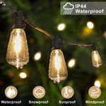 49ft Solar String Lights Outdoor Garden Festoon Lights Waterproof 17 ST38 Bulbs
