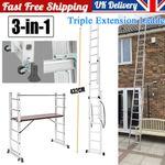 Triple Extension Ladders Folding Working Platform Scaffold Ladder Multi Purpose