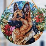 ALSATIAN LARGE German Shepherd Dog Lover Suncatcher Birthday ART Window GIFT