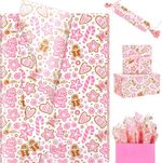 20 Sheet Pink Gingerbread Man Tissue Paper, 20x14in Xmas Gingerbread Man Tree C