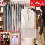 10 Pack Large Hanging Suit Bags Dress Coat Jacket Clothes Cover Dust Protector