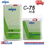 MIPA 2K MS Klarlack C75 CLEARCOAT LACQUER + H5 EXTRA FAST HARDENER - 7.5LTR KIT