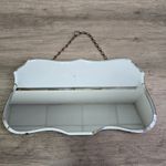 Vintage Art Deco Frameless Bevelled Mirror With Hanging Chain Wooden Back Small 