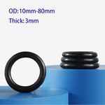 3mm Cross Section O Rings NBR Nitrile Rubber 10mm-80mm ID Oil Resistant Seals
