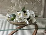 Luxury Silver Glass Bowl with silk Flowers & Leaves with Silver Ball