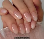 24pcs Glossy Short Oval Press-On Nails Nude Ombre Gentle Sweet Fake Acrylic