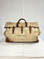 WW2 Grip Bag Holdall Gladstone Luggage VTG 1940s Canvas Leather Bag Named