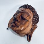 Hand Carved Wooden Buddha Head Wall Mask Asian Spiritual Decor Meditation Art