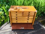 Vintage Engineers Machinists Wooden Tool Chest - Three Long & Five Short Draws