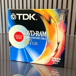 TDK DVD-RAM 4.7GB 2x Rewritable Single-Sided Disc, Jewel Case