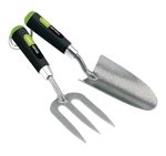 2 Piece Carbon Steel Garden Tools Set | Hand Fork and Trowel Set | Heavy Duty…
