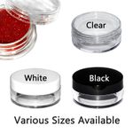 Small Round Plastic Jars Pots Containers Black White Clear Screw top Cosmetic 