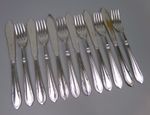 Vintage Fish Cutlery Set. 6 knives 6 forks. Silver plate. 1920s Art Deco Vintage