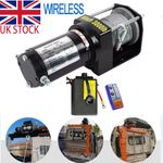 Electric Winch 12V 3000lbs Synthetic Rope & Wireless Remote Workshop UK