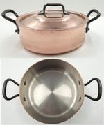 SUPERB UNUSED Vintage French 2mm Villedieu Copper Casserole 18cm Pot Dish Pan