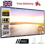 60"-150" Projector Screen HD Foldable Projection Curtain Outdoor Home Theater UK