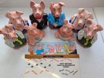 Wade Piggy Banks NatWest Set of 8 Pig Figures, Plugs, Plus Rare world Saver Coin