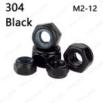Black 304 Stainless Steel Hexagon Nylon Insert Lock Nuts M2 M3 M4 M5 M6 M8-M12