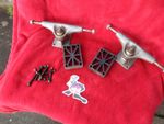 VINTAGE 1980 SKATEBOARD TRUCKS 5" Hanger with risers & new deck bolts