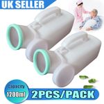2x Male Urinal Bottle 1200ml Pee Bottles for Men Spill-Proof & Portable UK STOCK