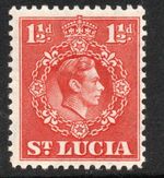 St Lucia 1938-48 1½d Scarlet perf 12½ SG 130a Mnh.