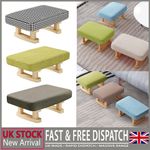 Footstool Ottoman Sofa Footrest Wooden Rectangle Small Padded Stool Living Room