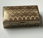 Vintage Indian Brass Wood Lined Trinket Box Engraved Hinged Lid 16 cm 6.25 inch