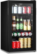 Under-Counter Beer & Drinks Fridge, 93L, Holds 115 Cans, Glass Door, LED Light
