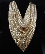 Vintage 1970's Disco Gold Tone Metal Mesh Chain Maille Scarf or Bib Necklace