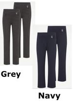 girls Jersey Pullup School Trousers Slim Leg Uniform Heart Pendant 3-18y