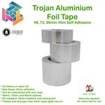 Aluminium Foil Tape Rolls 48/72/96mm x 45m Heat Insulation Self Adhesive Duct