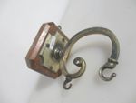Victorian Brass Coat Hook Hat Hanger Old Rack Basket Gong Antique Nickel 6"D