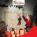 Christmas Village Light Up Glitter Reindeer Decoration with Warm White LEDs