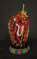 Hand Paint Buddhism Vajra Yogini Akash Jogini Dakini Copper Statue Sculpture