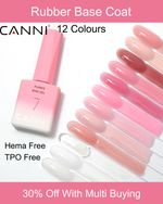 CANNI® Hema Free Coloured Rubber Base Gel UV LED Nail Gel Polish Clear Pink Nude