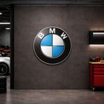 BMW Logo Crest 80cm Aluminum Logo Name Car Garage WALL SIGN Shed PROMO sky