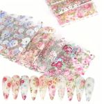 10PCS Mixed Nail Art Foils Transfer Sticker Set Rose Flower Designs Floral Decor
