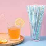 100 Straws Flexible Bendy Birthday Party Plastics Drinking Straws